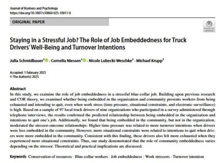 Towards entry "Article published: How social inclusion keeps local transport truck drivers in their jobs – but can also be a burden"