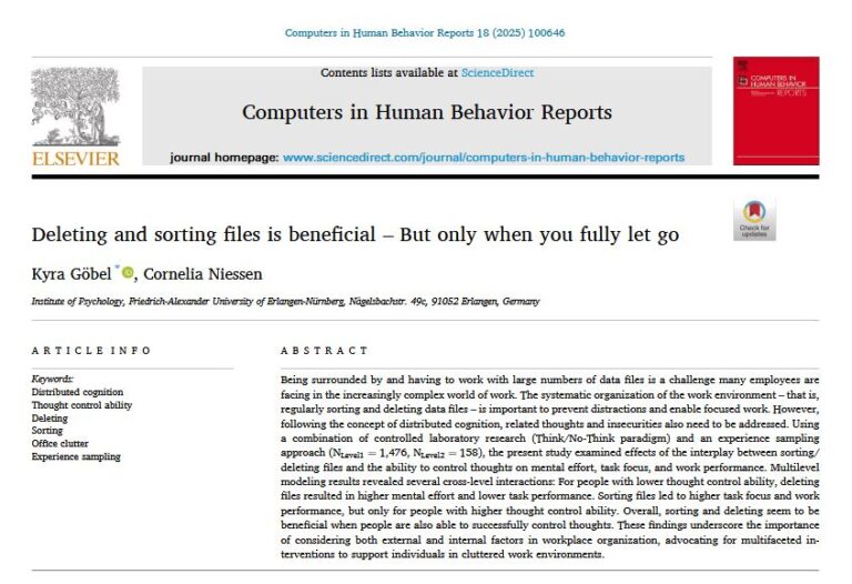 Article published: How order in the workplace and mind control work together